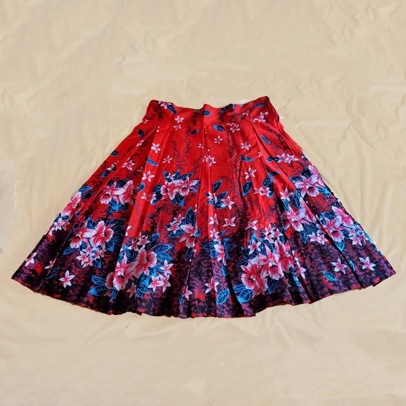Deadly Dames by Micheline Pitt Kinky Box Skirt in Red Hawaiian Print Size 2X NWT - Picture 3 of 10